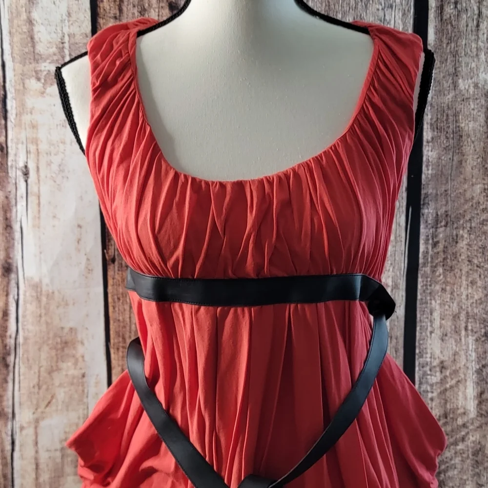 NWT Authentic Alexander Mcqueen McQ Red Dress w Black Belt Size Large - Picture 4 of 7